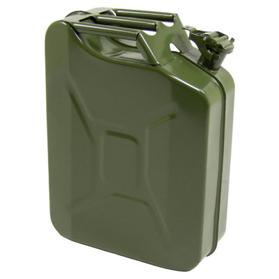 20 Litre Metal Jerry Can Wolf Army Green with Leak-proof Bayonet Closure