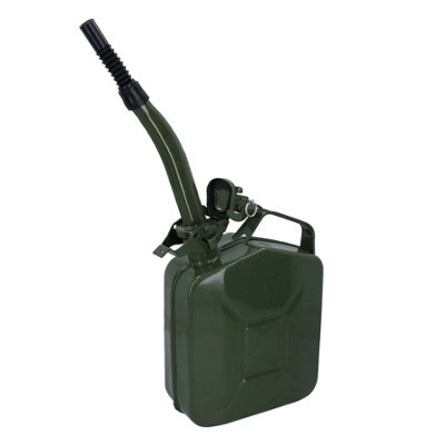 20 Ltr Metal Fuel Jerry Can Holder Storage Container + Flexible Fuel Spout Pourer