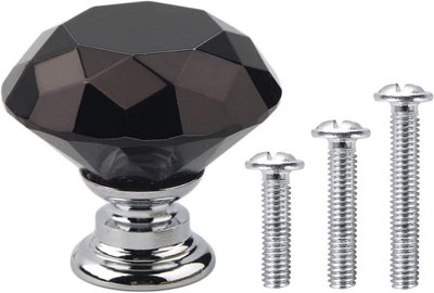 20 Pack 30mm Black Crystal Cabinet Door Knobs Cupboard Dresser Drawer Pull  Handles with Stainless Steel