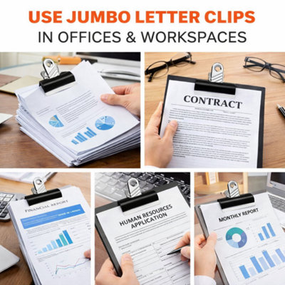 20 Pack Jumbo Letter Clips 70mm Heavy Duty Paper Clamps for Large ...