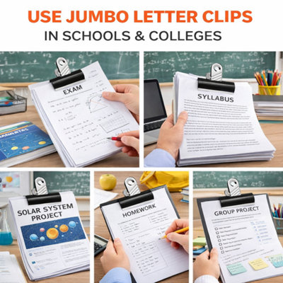 20 Pack Jumbo Letter Clips 70mm Heavy Duty Paper Clamps for Large ...