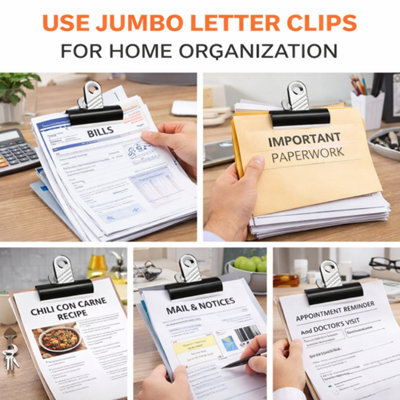 20 Pack Jumbo Letter Clips 70mm Heavy Duty Paper Clamps for Large ...