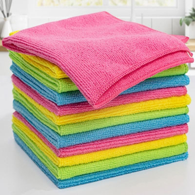 Lot De 20 Chiffons Microfibre – 40 X 30 Cm – Multicolores – Nettoyage Auto & Maison