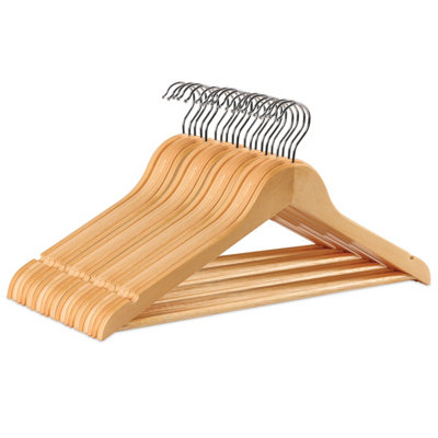 20 Pack Natural Wooden Heavy Duty Velvet Hangers With Trouser Bar DIY