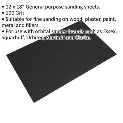 20 PACK Orbital Sanding Sheets - 12 x 18 Inch - 100 Grit - Electric Sander Paper