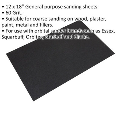 20 PACK Orbital Sanding Sheets - 12 x 18 Inch - 60 Grit - Electric Sander Paper