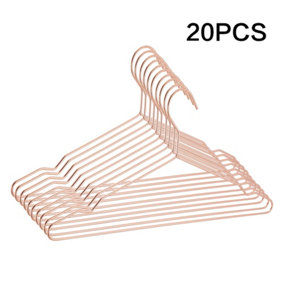 20 Pack Premium Rose Gold Metal Hangers Space Saving Organiser Clothes Hangers For Wardrobes Coat Rack Rails