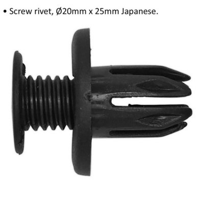 20 PACK Screw Rivet Trim Clip - 20mm x 25mm - Suitable for Japanese ...