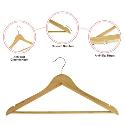 20 Pack Wooden Hangers - Natural - 4