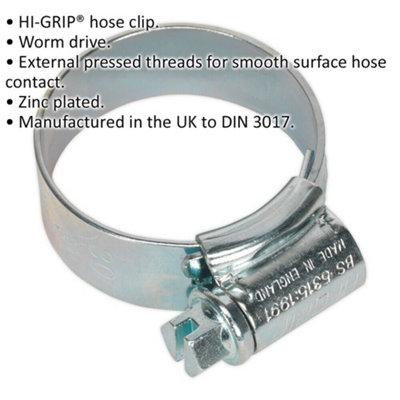 20 PACK Zinc Plated Hose Clip - 22 to 30mm Diameter - External Pressed ...