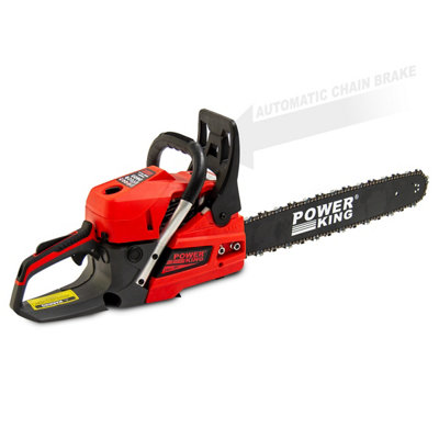 20'' Petrol Chainsaw PowerKing 52cc with Easy Start & Chain + Log Saw Horse & Oils - 4