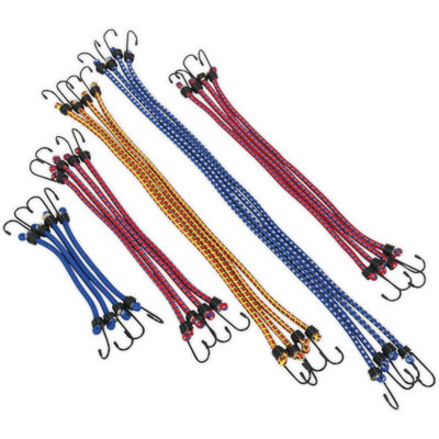20 Piece Elastic Bungee Cord Set in Various Lengths for Versatile Use