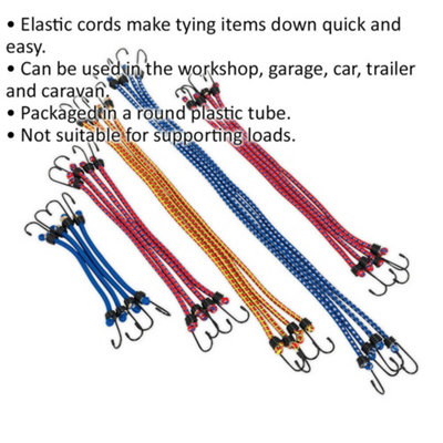 20 Piece Elastic Bungee Cord Set in Various Lengths for Versatile Use