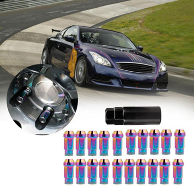 20-Piece M12x1.25 Iron Acorn Extended Open-End Racing Lug Nut Set with Key