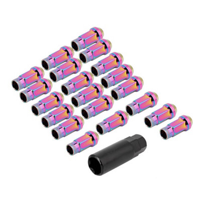 20-Piece M12x1.25 Iron Acorn Extended Open-End Racing Lug Nut Set with Key