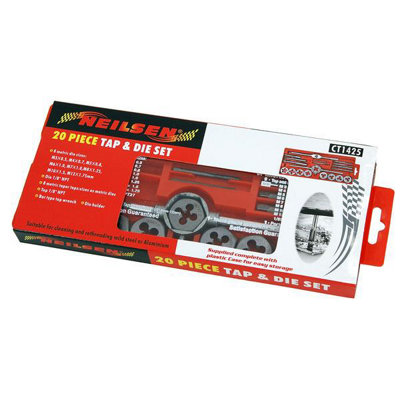 20 Piece Tap and Die Set Wrench Cuts Automotive (Neilsen CT1425) - 3