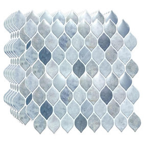 20 Pieces 30.5 x 15.4 cm 3D Tile Stickers Leaf Grey Stone