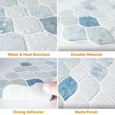 20 Pieces 30.5 x 15.4 cm 3D Tile Stickers Leaf Grey Stone - 4