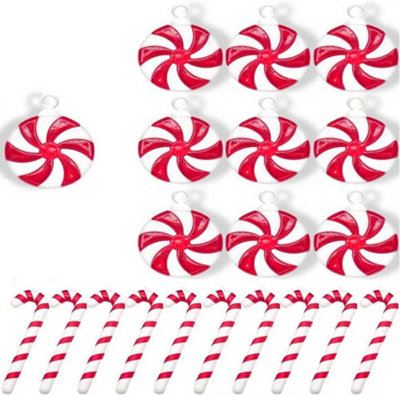20 Pieces Candy Cane Christmas Tree Decorations Red Candy Christmas ...