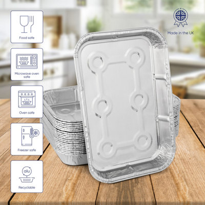 20 Pk Coppice Small Aluminium Foil Tray for Baking, BBQ, Roasting & Food Storage 19 x 13 x 2.5cm. Freezer, Microwave & Oven Safe