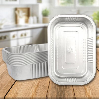 20 Pk Coppice Strong Aluminium Foil Containers for Air Fryer, BBQ & Food Storage 20cm x 13cm x 6cm. Freezer, Microwave & Oven Safe
