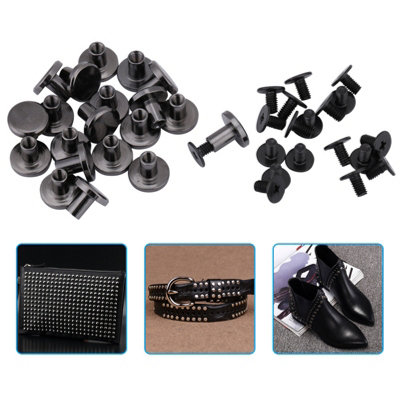 20 Sets of 8mm Brass Flat Head Rivets for Leather Craft and Luggage Straps