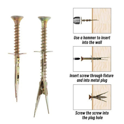 20-Pack Metal Expansion Bolts For Drywall – Zinc Plated Steel Self-Drilling Anchors, No Pre-Drilling Needed, 0.47 X 1.18-Inch Size