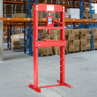 20 Ton Red H Frame Floor Standing Heavy Duty Steel Workshop Garage Hydraulic Press 142 cm