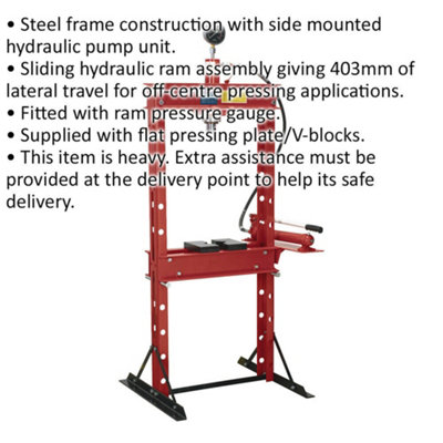 20 Tonne Hydraulic Press - Floor Type - Detachable Pump & Ram - Pressure Gauge