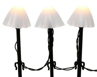 20 White Mushroom Stake Lights Mini Christmas LED Pathway Lights Warm White