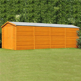 20 x 10 (6.05m x 2.99m) Windowless Dip Treated Overlap Apex Wooden Garden Shed With Double Doors