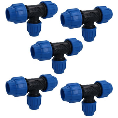 20 x 20 x 20mm MDPE Tee T-Piece Water Pipe Fitting Coupling Connector 5pk