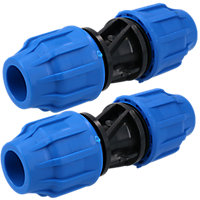 20 x 20mm MDPE Straight Pipe Compression Fitting Coupling Connector 2 Pack