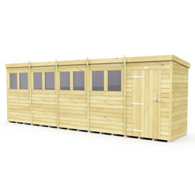 20 x 4 Feet Pent Security Shed - Double Door - Wood - L118 x W589 x H201 cm