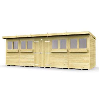 20 x 5 Feet Pent Summer Shed - Wood - L147 x W589 x H201 cm