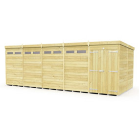 20 x 8 Feet Pent Security Shed - Double Door - Wood - L231 x W589 x H201 cm