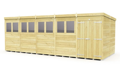 20 x 8 Feet Pent Shed - Double Door With Windows - Wood - L231 x W589 x ...