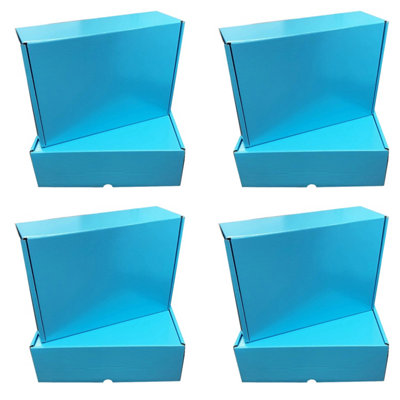 20 x Shiny Light Blue (10" x 7" x 3") Coloured Cardboard Postal Shipping Mailing Die Cut Boxes - 3