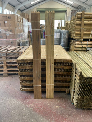 20 x Square & Pointed Wooden HC4 Pressure Treated Tree Stakes/Posts - 1.8m tall x 32mm wide