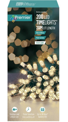 200 Battery Operated LED Timelights Warm White Multi-action
