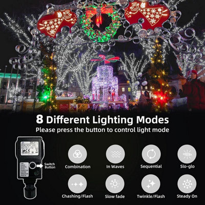 200 Cool White LEDs Multifunction Timer Clear Cable Outdoor String ...