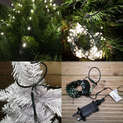 200 LED 10 x 1.9m Premier Multi Function Waterfall Christmas Tree Lights with Timer in Warm