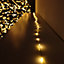 200 LED 10m Premier MicroBrights Indoor Outdoor Christmas Multi Function Battery Operated Lights Timer Pin Wire in Vintage Gold