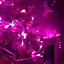 200 LED 16m Premier Christmas Outdoor 8 Function Timer Lights Clear Wire in Pink