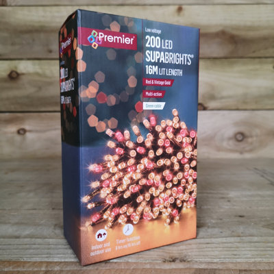 200 LED 16m SupaBrights Indoor Outdoor Christmas Multi Function Mains ...