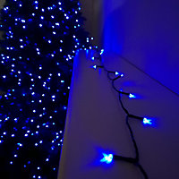 200 LED 20m Premier Christmas Indoor Outdoor Multi Function Battery Operated String Lights with Timer in Blue