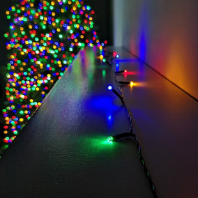 200 LED 20m Premier Christmas Indoor Outdoor Multi Function Battery Operated String Lights with Timer in Multicoloured