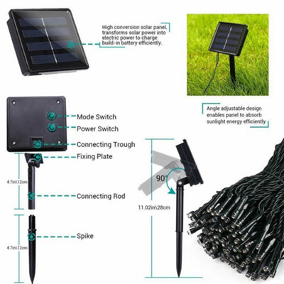 200 Led Outdoor Garden Solar Lights Fairy String Light For Party Wedding-Cold White