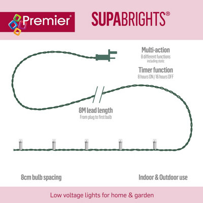 200 LED Supabrights Multi-coloured Multi-action Green cable - 4