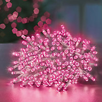 200 LED Supabrights Pink Multi-action 16M Lit Length Clear Cable